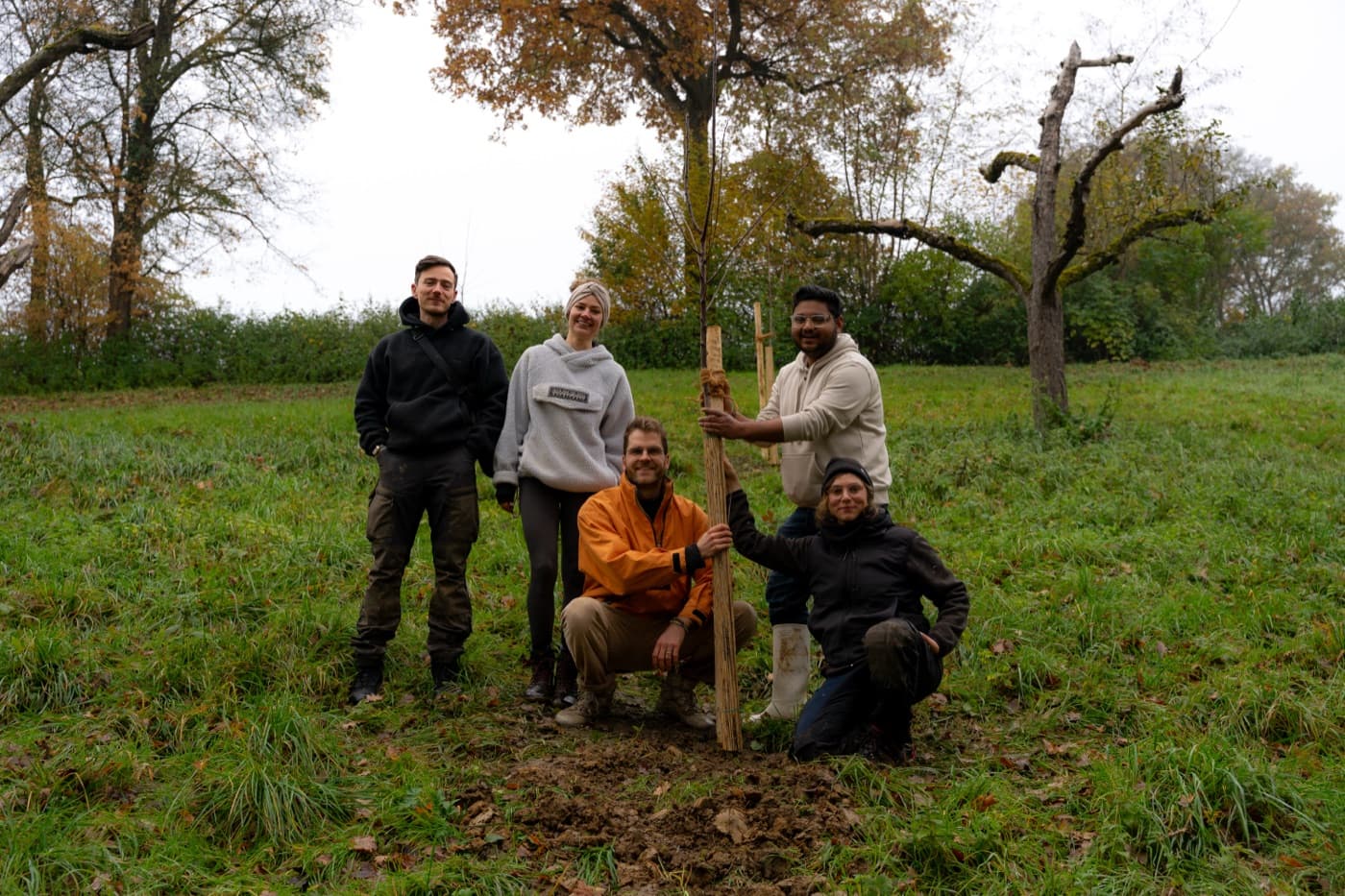 Gemeinsame Pflanzaktion auf einer PermaWaldGarten-Projektfläche